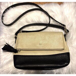KATE SPADE Southport Ave Maria Leather Crossbody Bag Tan & Black With Care Book